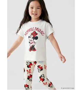 LCW Kids Beyaz Minnie Mouse Baskılı Kız Çocuk Tişört