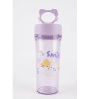 Smile Kedi Figürlü Hello Kitty Kapaklı Plastik Şişe Mor