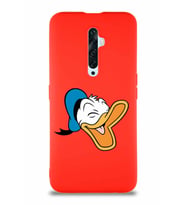 Oppo Reno 2Z Soft Premier Kapak Donald Duck-E Tasarımlı Silikon Kılıf - Kırmızı (Şeffaf)