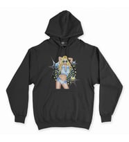 Star Girl Siyah Kapşonlu Sweatshirt Hoddie