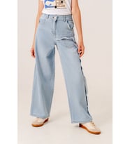 Kız Çocuk Sol Paçalı Kot Pantolon 2202 (Açık Mavi)