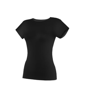 6 Adet Yıldız Bayan Likralı Kısa Kollu T-Shirt Fanila Siyah 2141