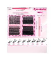 Takma Kirpik Seti 800 Demet Kirpik, Yapıştırıcı, Sabitleyici, Çıkarıcı, cımbız ve kirpik tarağıyla Tam Set(30-40-50-60D)