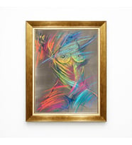 Tablore Modern Figüratif Kadın Silüeti Pastel Çizim Altın Çerçeveli Tablo