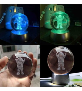 Wolawood Kristal Cam Kar Küresi 3D Renk Değiştiren LED Işıklı Pilli Dekoratif Konsept Hediyelik Masaüstü Süs Lamba Biblo Şık Zarif Rgb Dekor Özel Tasarım