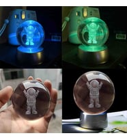 Wolawood Kristal Cam Kar Küresi 3D Renk Değiştiren LED Işıklı Pilli Dekoratif Konsept Hediyelik Masaüstü Süs Lamba Biblo Şık Zarif Rgb Dekor Özel Tasarım