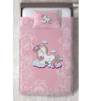 MEKTA HOME BEBEK VE ÇOCUK ODASI Unicorn ve Seksek Desenli Yatak Örtüsü