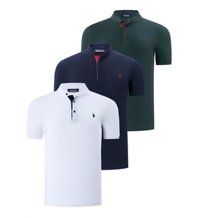 ÜÇLÜ SET T8560 DEWBERRY ERKEK T-SHIRT-LACİVERT-BEYAZ-YEŞİL (Karışık)