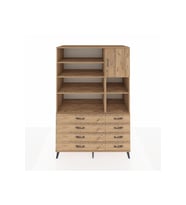 Kronos Dolap 8 Raflı 8 Çekmeceli Tek Kapaklı  132x59x195 Çam-Çam/Çam