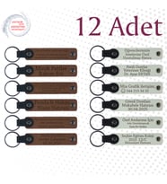 A Kahve & Beyaz, Dönem Sonu Anısı Olarak Hazırlanan, 12’li Set, Kişiye Özgü Deri Hatıra Anahtarlık