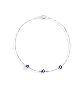 925 Ayar Gümüş Nazarlı Yıldızlar Bileklik - B038601