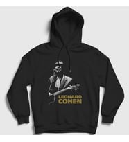 Presmono Unisex Siyah Poster Müzik Leonard Cohen Kapüşonlu Sweatshirt 486897tt