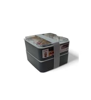 Kare 2 katlı plastik beslenme ve saklama kabı  14x10x