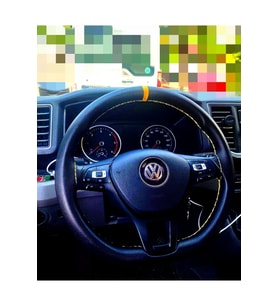 DİKİŞLİ DERİ DİREKSİYON KILIF SİYAH DERİ SARI YÜZÜKLÜ SARI DİKİŞLİ VOLKSWAGEN İÇİN HIZLI KARGO