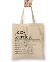 Kız Kardeş Bez Çanta Uzun Saplı