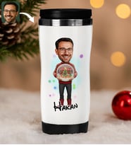 BK Gift Kişiye Özel Erkek Yılbaşı Karikatürlü Çelik Termos Bardak - 10, Yılbaşı Hediyesi, Yeni Yıl Hediyesi