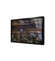 New York Gece Çerçeveli Cam Tablo