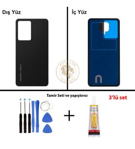 General Mobile Vida Seti + Yapıştırıcı 24 Pro Siyah Yapıştırıcı B-7000 Yapıştırıcı Vida Seti Arka Kapak Arka Cam Batarya Kapağı Lazer Kesim Kapak Pil Kapağı Back Cover