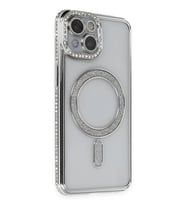 Newface Apple iPhone 13 Kılıf Joke Simli Magneticsafe Kılıf - Gümüş