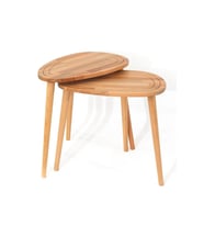 Fawdecor Sweet Naturel Masif Doğal Tekli, 2'li, 3'lü Zigon Sehpa Set, Modern Masif Yan Sehpa (Meşe)
