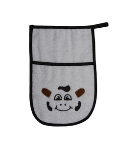 Sevimli İnek Bebek Banyo Lifi & Kesesi (Siyah Beyaz)