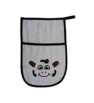 Sevimli İnek Bebek Banyo Lifi & Kesesi (Siyah Beyaz)
