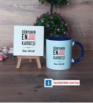 Erkek Kardeş Dekoratif Taş, Kupa Bardak Kırmızı Hediye (Model 2)