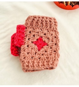 Örgü Motif Pembe Eldiven