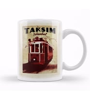 Taksimde Tranvay Kupa Bardak Porselen