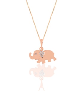 Söğütlü Silver Gümüş rose  zirkon taşlı fil kolye