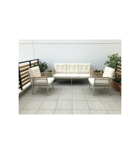 OPAL 3+1+1 (KREM) Metal Gövde Balkon-bahçe-kafe,çay Seti,koltuk Takımı,oturma Grubu,ofis Koltuğu