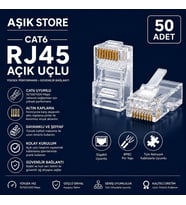 CAT6 RJ45 8P8C Konnektör 50 Adet