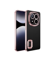 Xiaomi Redmi Note 14 Pro 4G Kılıf Kamera Korumalı Logo Gösteren Şeffaf Kapak (Rose)