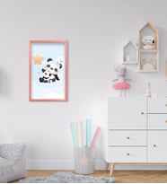 BK Home Tatlı Pandalar Tasarımlı Dekoratif Pembe Ahşap Çerçeveli Çocuk Odası Tablo-2