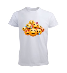 Emojili Tişört (Düz Beyaz)