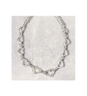 Chain Heart Kalp Sevgili Hediye Kolye (Gümüş)