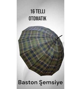 16 Telli Rüzgara Dayanıklı Su Geçirmez Baston Şemsiye 87 cm – Dayanıklı Polyester Kumaş