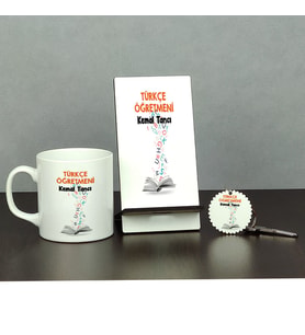 Türkçe Öğretmeni Üçlü Set (Kupa + Telefon Standı + Anahtarlık) 001