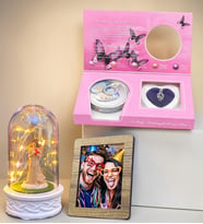 Size Özel Fotoğraflı Led Işıklı Fanus & İstiridye İnci Kolye Hediye Seti (Model 8)