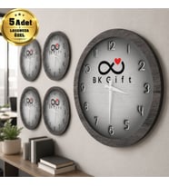 Logonuza Özel 5 Adet 31 cm Yuvarlak 5 mm MDF Duvar Saati Kurumsal Baskılı Promosyon Saat