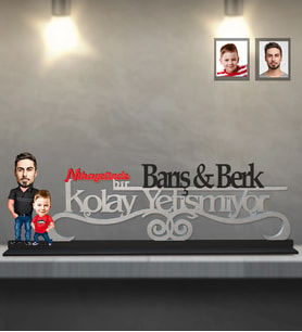 Kişiye Özel Babalar Günü Baba Erkek Çocuk Karikatürlü Kolay Yetişmiyor Ahşap Biblo Model-6