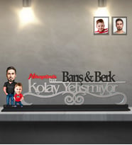 Kişiye Özel Babalar Günü Baba Erkek Çocuk Karikatürlü Kolay Yetişmiyor Ahşap Biblo Model-6