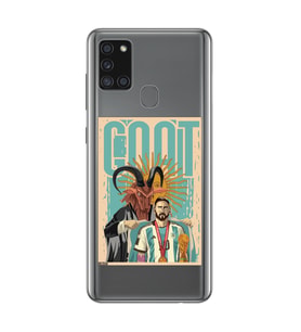 Samsung Galaxy A21S Uyumlu Lionel Messi Desenli Şeffaf Telefon Kılıfı