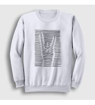 Presmono Unisex Beyaz Hand Symbol Music Rock Sweatshirt 315189tt (Beyaz)