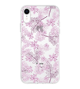Apple iPhone XR Uyumlu Kapak Floral Pudra Tasarımlı Şeffaf Silikon Kılıf