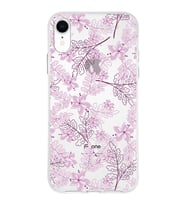 Apple iPhone XR Uyumlu Kapak Floral Pudra Tasarımlı Şeffaf Silikon Kılıf