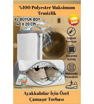 Ayakkabı Yıkama Çantası Fermuarlı Büyük Boy Çamaşır Yıkama Çantası Beyaz Renk Xl Büyük Boy 40 X 20 Cm