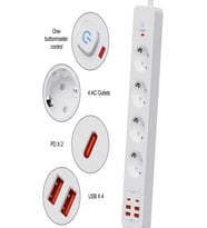 Termal Akım Korumalı 4’lü Priz 4x Usb 2x Type-c Çıkışlı Grup Priz Çoğaltıcı (3500w)