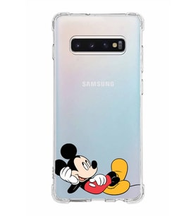Samsung Galaxy S10 Plus  Köşe Korumalı Antişok Kapak Mickey Mouse Tasarımlı Şeffaf  Kılıf