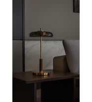 Lumienza Füme Camlı Masa Lambası – Eskitme Metal Gövde, Ahşap Metal Detaylı Modern Tasarım